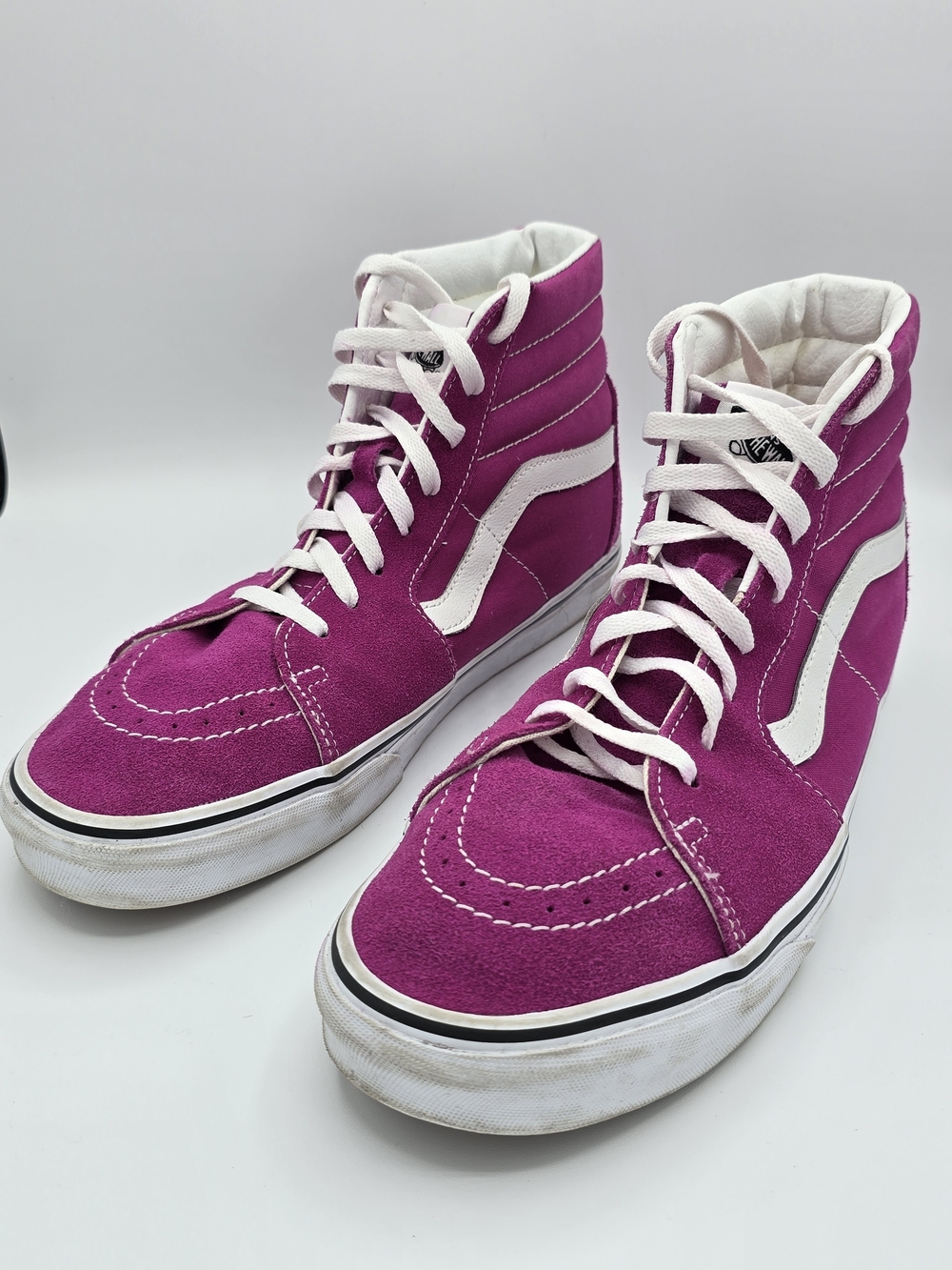 Vans High-Top Sneakers in Magenta with White Stripe